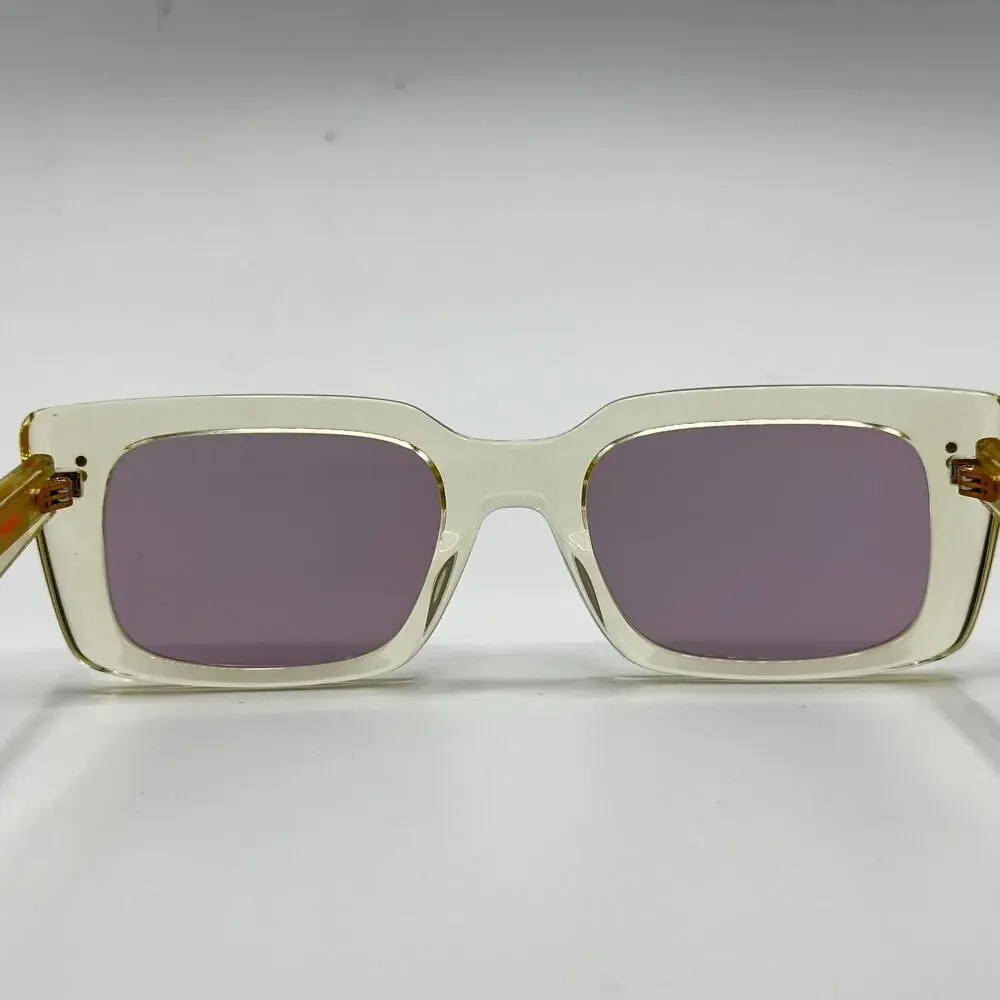 Garrett Leight Sunglasses GL3030 PG Pure Glass Rectangle Frame Plum Lens